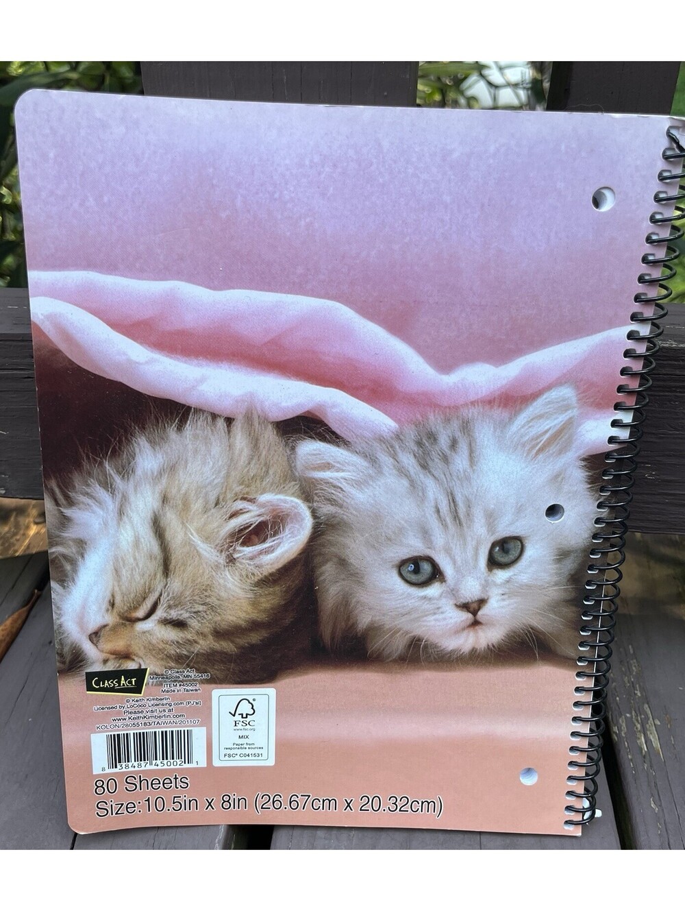 VTG Y2K Kitten Notebook Tabby Cat Spiral Bound Pink Stationary